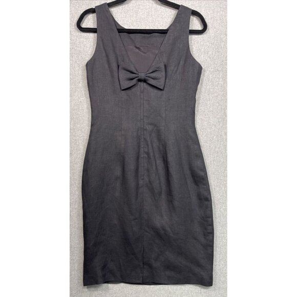 Steven Stockman Women’s 100% Linen Dress Size 4 Black Back Bow - Picture 8 of 11